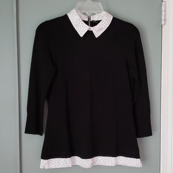 White House Black Market Tops - WHBM Dot Collared Twofer XS NWT
